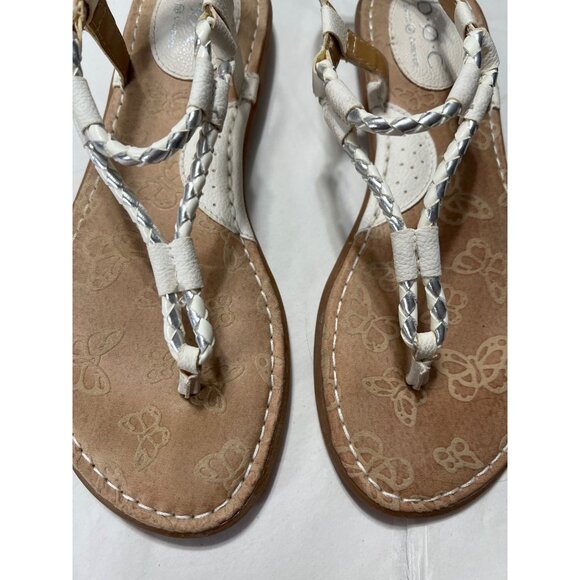 White Braided T-Strap Sandals Size 7 - Picture 8 of 8